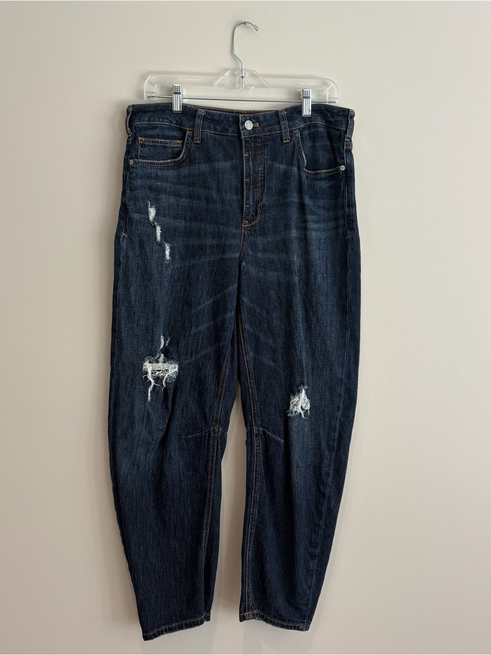 Pilcro The Bow Boyfriend Dark Wash Distressed Women's Jeans Size 30